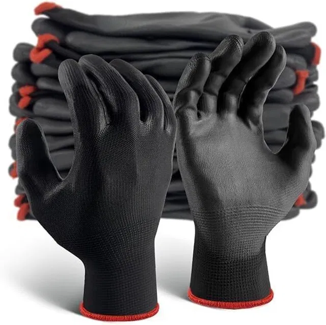 tick mark 5PAIR Durable Black Nylon Rubber-Coated SafetyWorkGloves ForIndustrial,Gardening Nylon  Safety Gloves