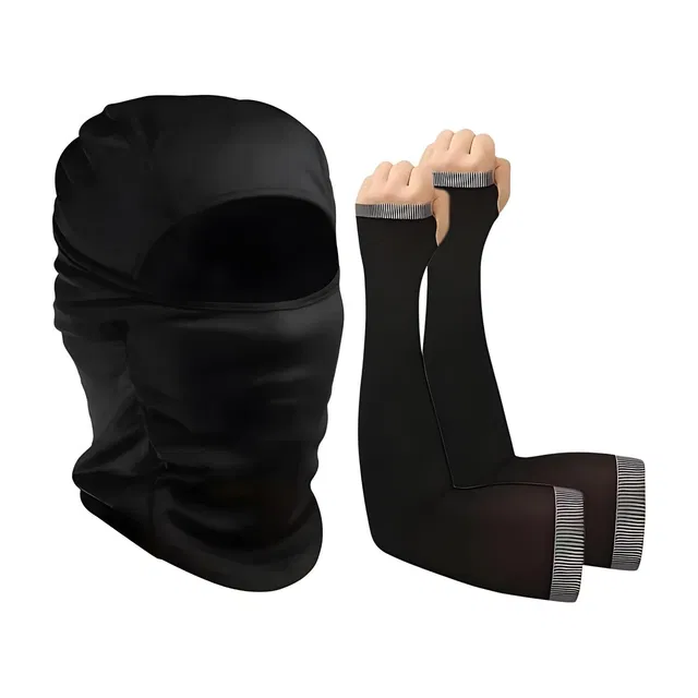 AUTOSITE Ultimate Sports Combo: High-Performance Arm Sleeves & Balaclava Pack- Riding Gloves