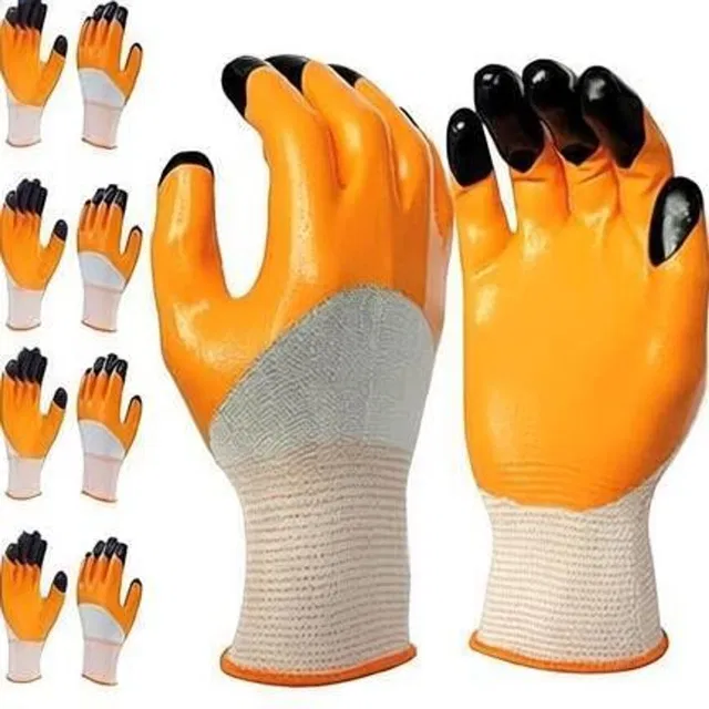 BUWCH Reusable,Heavy Duty for Men & Women Safety Hand Gloves (Pack of 5 pair gloves ) Nitrile, Nylon  Safety Gloves