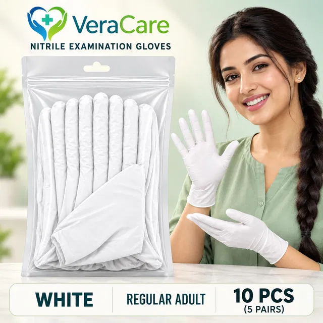 veracare White Nitrile Gloves Medical Hospital Surgical Disposable Powder Free Hand Glove Nitrile Examination Gloves