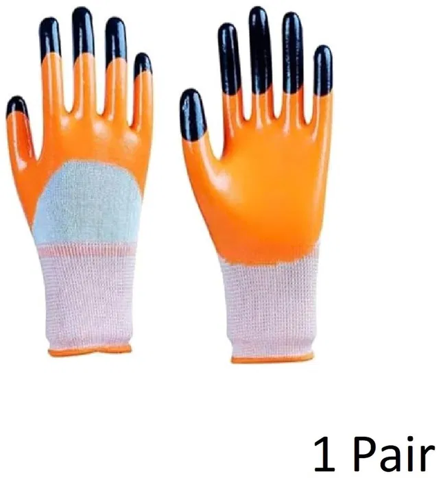 AZWIAN Nitrile Coated Gloves for Construction, Gardening(1 Pair) Nitrile Safety Gloves Nylon  Safety Gloves