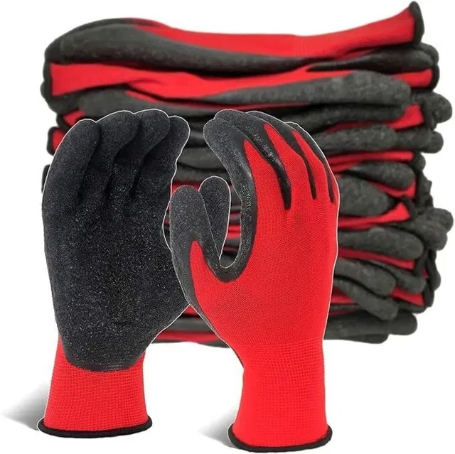 Suresafe 12PAIR RED AND BLACK GLOVES Rubber, Nylon, Synthetic, Nitrile  Safety Gloves