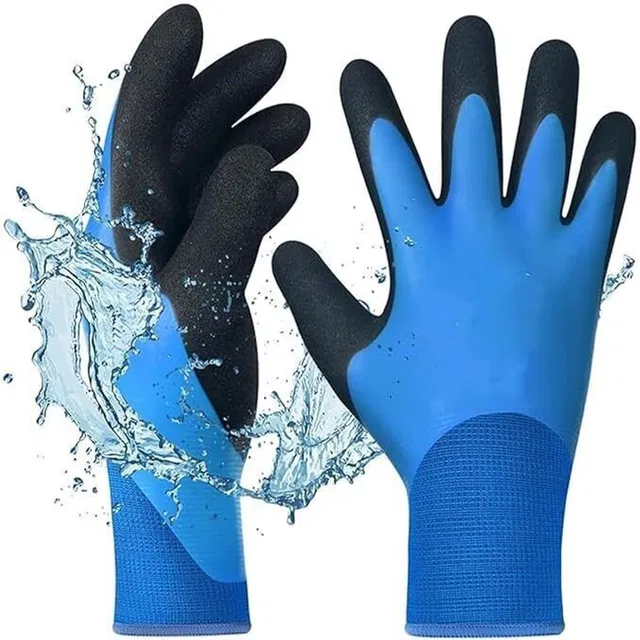 BUWCH 1 PAIR Waterproof Work Gloves Liquid Proof Double Coated Working Multi Purpose Nitrile  Safety Gloves