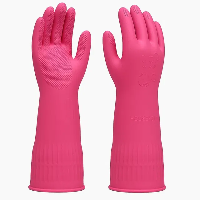 QTM Premium Dishwashing Glove Kitchen Cleaning Gloves Cloth Reusable Household Glove Rubber  Safety Gloves
