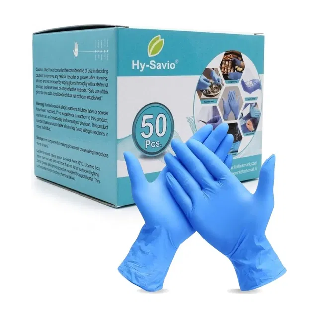 Hysavio 50Pc Blue Nitrile Disposable Gloves | Powder Free, Latex Free Medical Surgical Nitrile Examination Gloves
