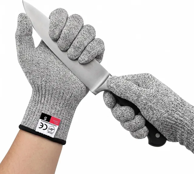 MREZOF Level 5 Cut Resistant Gloves for Kitchen & Meat Processing, Machine Washable Nylon, Polyester  Safety Gloves