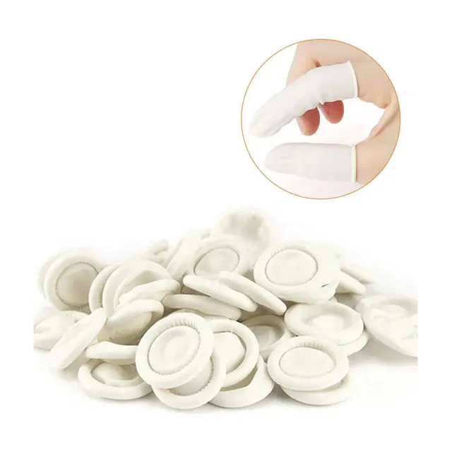 rojex ESD Anti-Static Finger Cots – Latex Disposable Finger Protectors White Latex  Safety Gloves