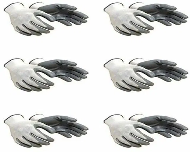 Aatrangi Grey White Reusable Washable Cut Resistance Nylon Safety Hand Gloves Nitrile  Safety Gloves