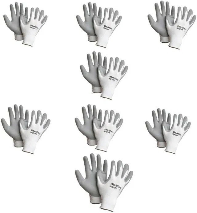 Aatrangi Grey White Reusable Washable Cut Resistance Nylon Safety Hand Gloves Nitrile  Safety Gloves