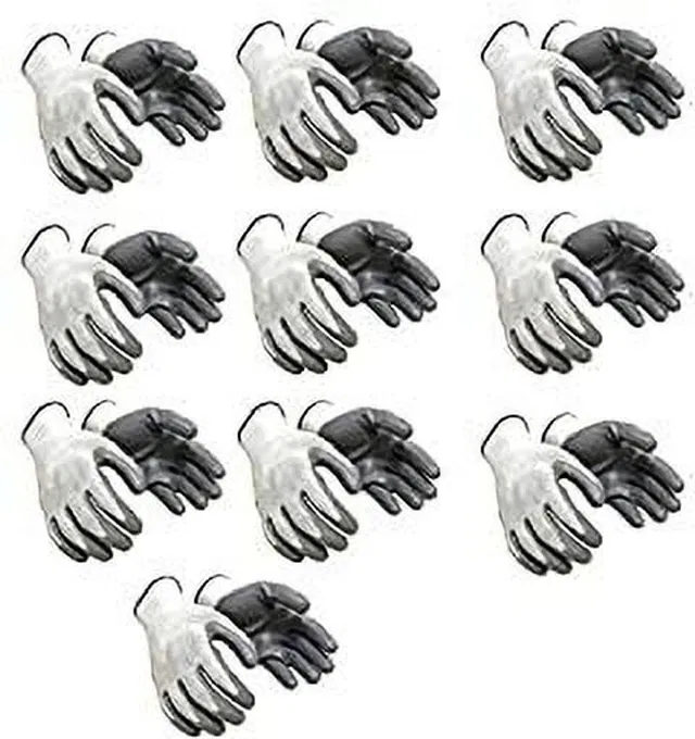 Aatrangi Grey White Reusable Washable Cut Resistance Nylon Safety Hand Gloves Nitrile  Safety Gloves