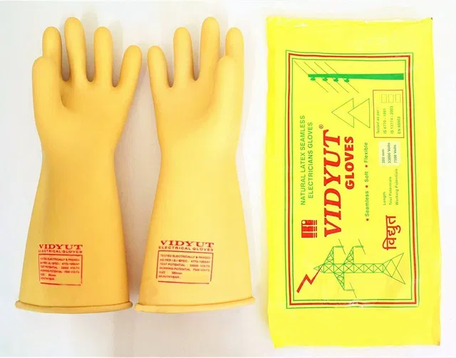 vidyut 33 KV Electrical Insulated Rubber Seamless Hand Gloves (PACK OF 1 PAIR) Rubber  Safety Gloves