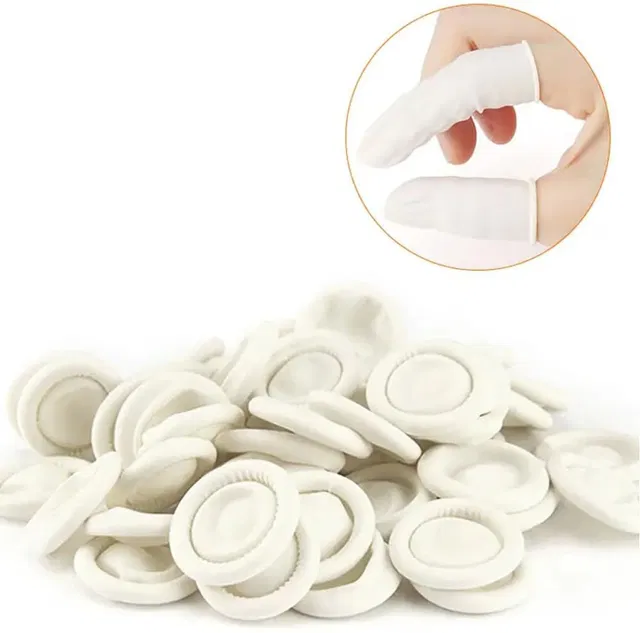 rojex ESD Anti-Static Finger Cots – Latex Disposable Finger Protectors White Latex  Safety Gloves