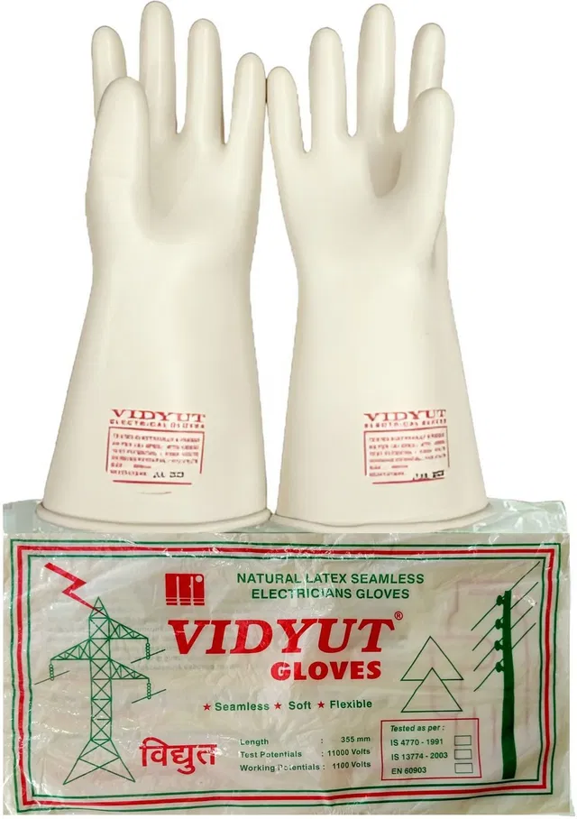 vidyut ELECTRICAL SAFETY HAND GLOVES 11 KVA PACK OF 1 PAIR Rubber  Safety Gloves