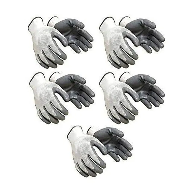 Aatrangi Grey White Reusable Washable Cut Resistance Nylon Safety Hand Gloves Nitrile  Safety Gloves
