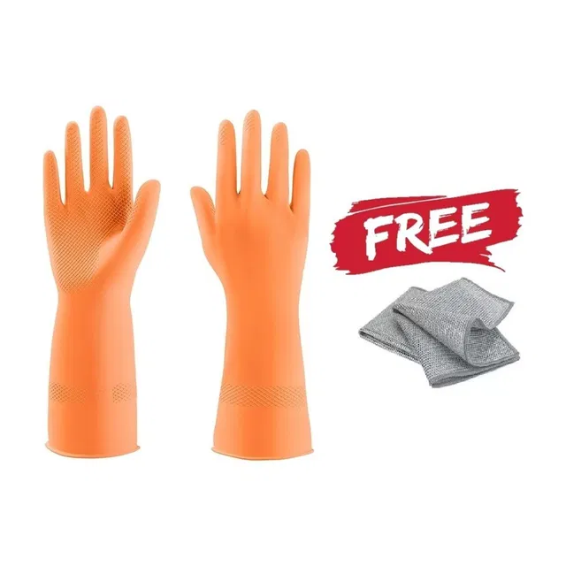 Padchaaya Kitchen Glove for Working Cleaning Painting Gardening with Dishwashing rag(Free) Rubber  Safety Gloves