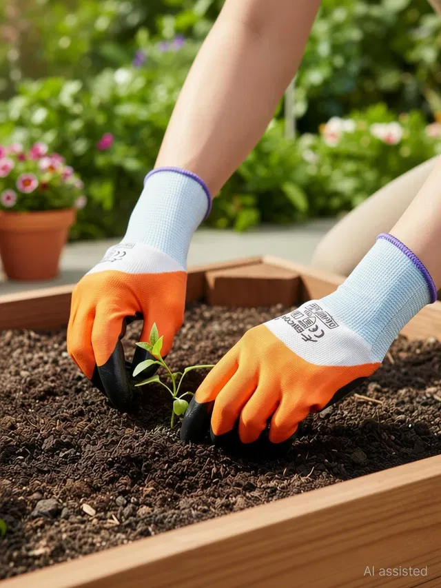CINAGRO Heavy Duty Garden Farming Claw Gloves, Washable with Right Hand Fingertips Gardening Shoulder Glove