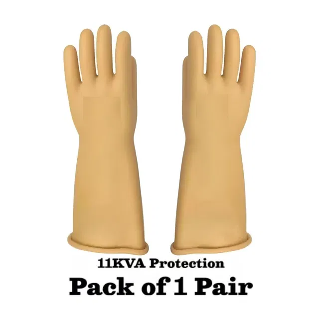 Aatrangi 11 KV Electrical Insulated Rubber Seamless Hand Gloves (355 MM) Rubber  Safety Gloves