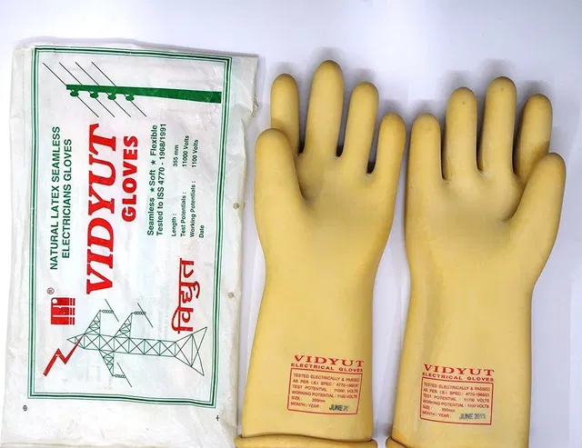 vidyut Electrical Insulated Rubber Seamless Hand Gloves (355 mm) Rubber  Safety Gloves