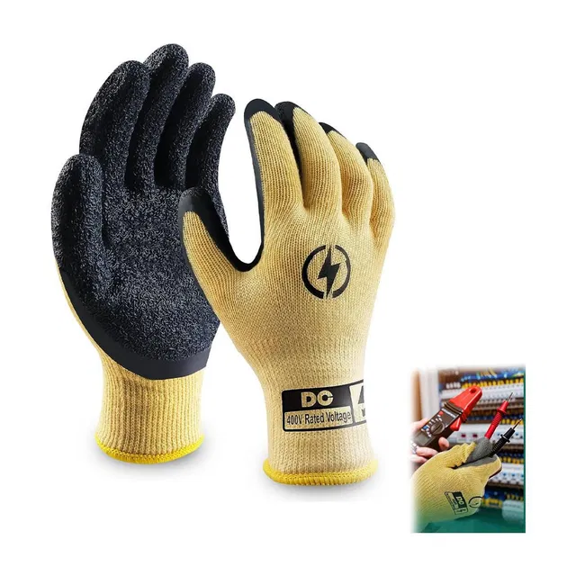VUSTICA 400V High Voltage Insulated Electric Gloves for Shockproof, Flame-Retardant Rubber, Nylon  Safety Gloves