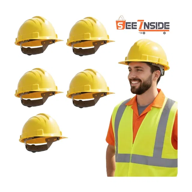 SEE INSIDE Plastic Safety Labour Helmet For Construction-pack of 5 Construction Helmet