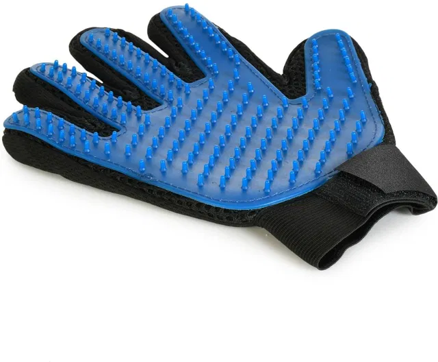 Petfun Pet Hair Remover Mitt Enhanced 5 Finger Design Gentle Deshedding Brush with Long and Short Fur Grooming Gloves for Dog, Cat, Rabbit, Horse, Monkey, Donkey, Pony, Cow
