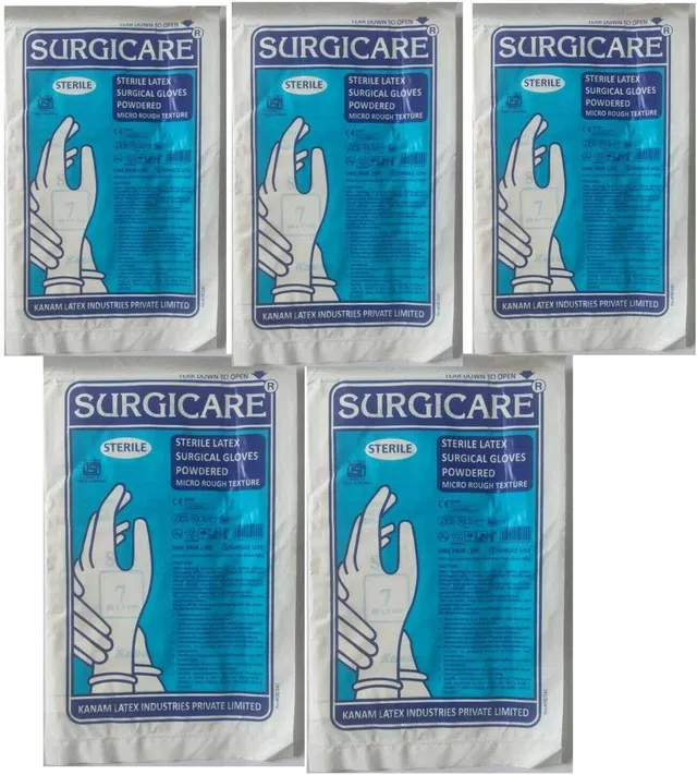 SURGICARE Sterile Size 7 Latex, Rubber Surgical Gloves (Pack of 10)___(5 PAIR) Latex, Rubber Surgical Gloves