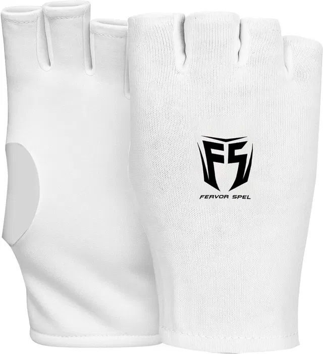 Fervor Spel Half Finger Inner Cotton White Batting Gloves