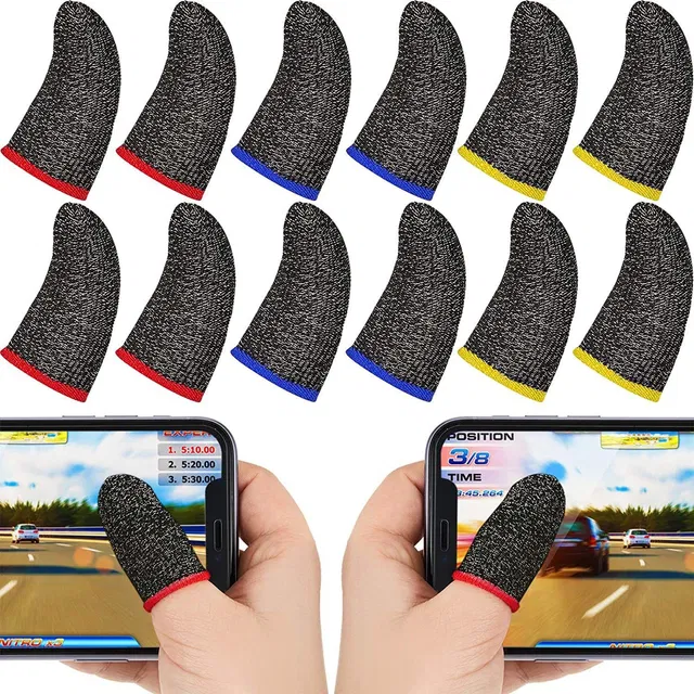 Shouten Thumb & Finger Sleeve for Pubg Mobile Game 6 Pairs Black & Yellow Finger Sleeve