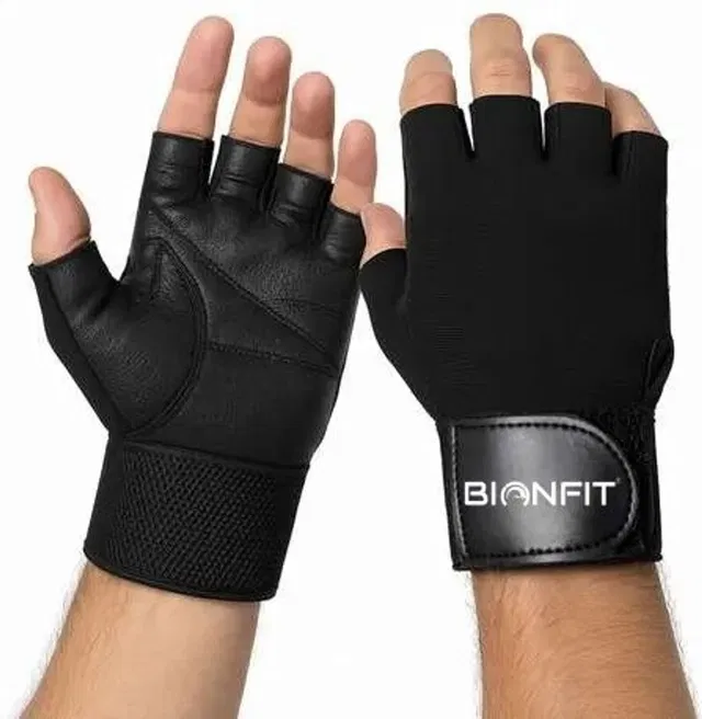 BIONFIT Gym Gloves for Men & Women with Wrist Support, Anti-Slip Padded Weightlifting Gym & Fitness Gloves