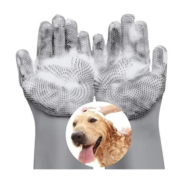 ZIVINI Pet Grooming Glove 1 Pair Hair Remover Mitt for Pet Massage Fur Bathing Grooming Gloves for Dog & Cat, Pony, Horse, Cow