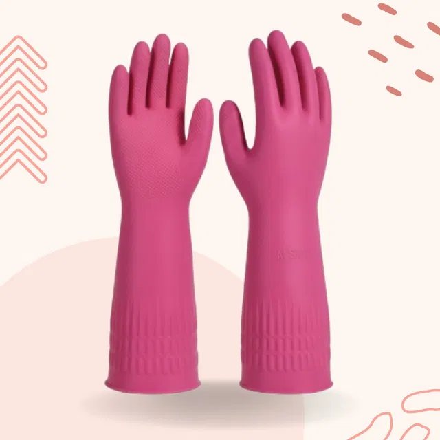 MAAUVTOR Waterproof Reusable Cleaning Rubber Hand Protection Dishwashing Household Wet and Dry Glove Set