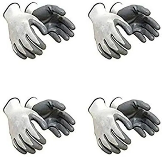 Aatrangi Grey White Reusable Washable Cut Resistance Nylon Safety Hand Gloves Nitrile  Safety Gloves