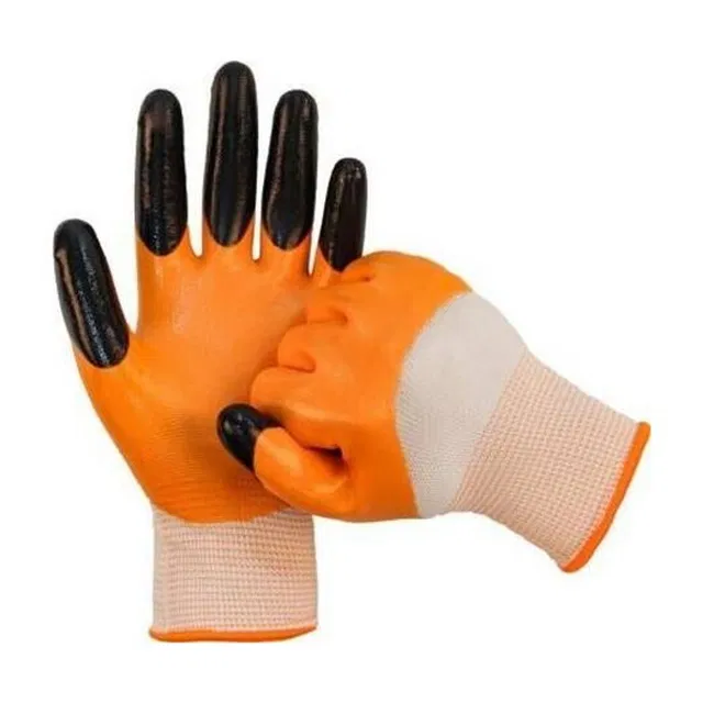 GROWTOP Multipurpose Heavy-Duty Reusable Washable Nitrile Coated Work Safety Hand Gloves Nitrile, Nylon  Safety Gloves
