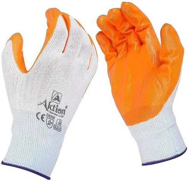 AZWIAN Coated Nitrile Antislip Nylon  Safety Gloves