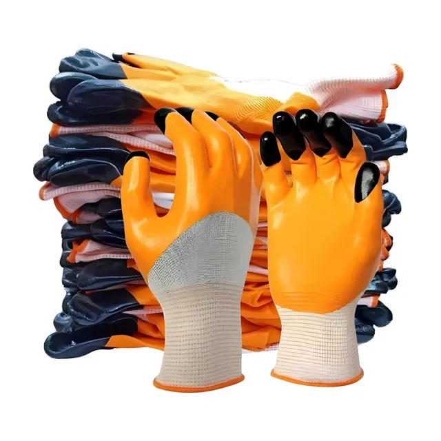Donizard Tiger Multipurpose Heavy Duty Reusable Coated Safety for Industrial Contraction Nitrile, Nylon  Safety Gloves