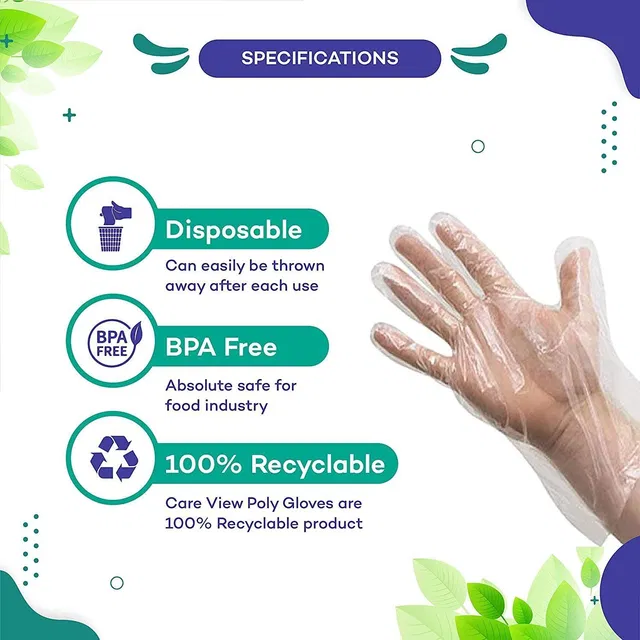 dental mart White Poly Gloves 100 Pcs|Transparent Gloves|Examination Gloves Polyisoprene Examination Gloves