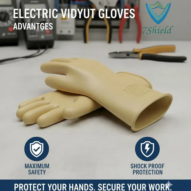 7SHIELD Gloves 11 KV Electric Hand Gloves Shock Proof Safety Gloves Pack of 1pair Latex  Safety Gloves