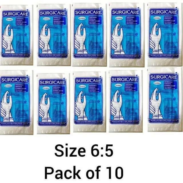SURGICARE STERILE SURGICAL RUBBER GLOVES 6.5 Rubber Surgical Gloves