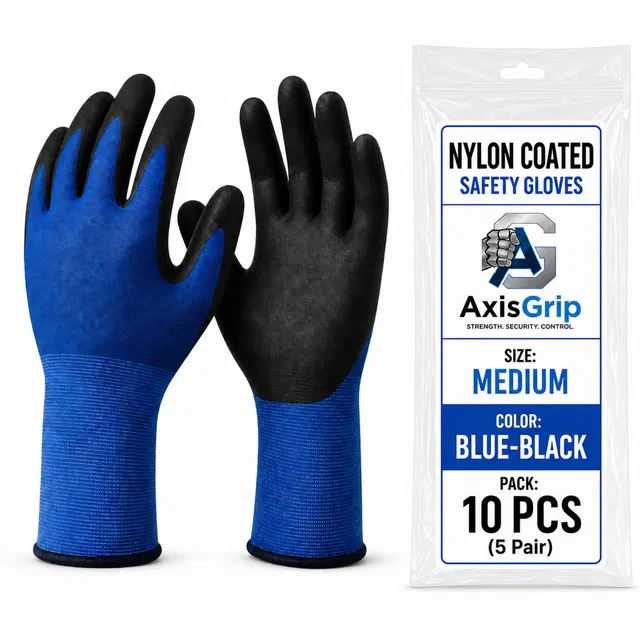 Axisgrip 5Pair Nylon Safety Gloves-Lightweight, Durable, Cut-Resistant Work Gloves Nylon  Safety Gloves