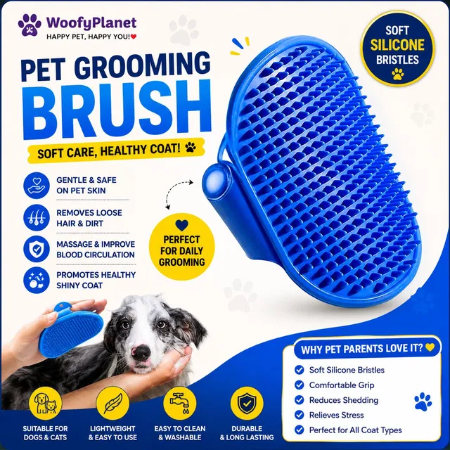 WoofyPlanet Pet Hand Bath Glove Grooming Brush Adjustable Grooming Gloves for Dog & Cat, Cow, Hamster