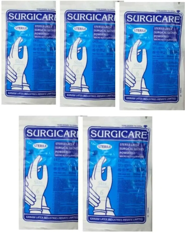 SURGICARE Sterile Size 6 Latex, Rubber Surgical Gloves (Pack of 10)___(5 PAIR) Latex, Rubber Surgical Gloves