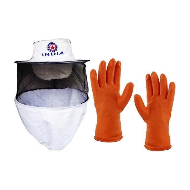 Super Bee Beekeeper Bee veil white and Glove Safety Jacket