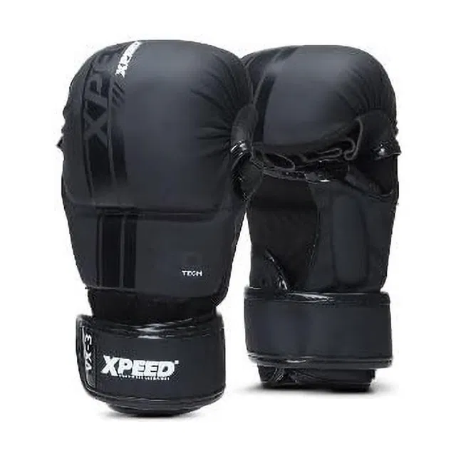 XpeeD Striking MMA Gloves | Matt PU Grappling Glove for Martail Arts Wrap Closure L/XL Boxing Gloves