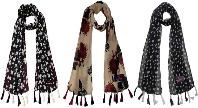 mss FASHION Printed Chiffon Women Scarf, Stole, Fancy Scarf