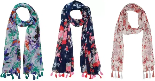 mss FASHION Printed Chiffon Women Scarf, Stole, Fancy Scarf