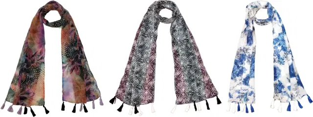 mss FASHION Printed Chiffon Women Scarf, Stole, Fancy Scarf