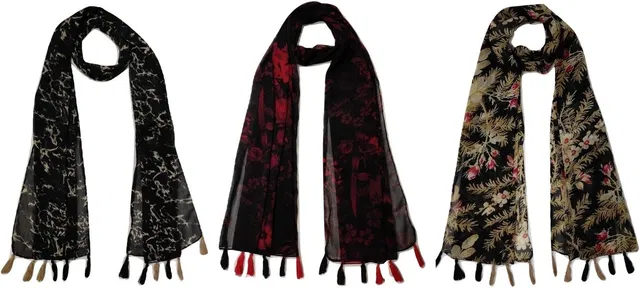 mss FASHION Printed Chiffon Women Scarf, Stole, Fancy Scarf