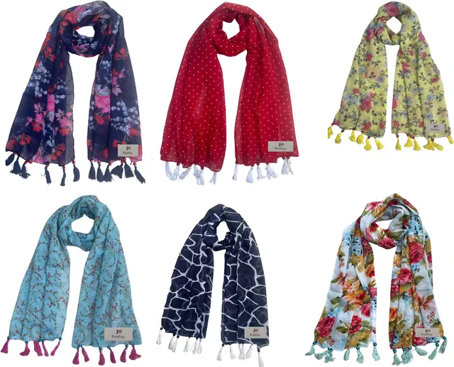 FusFus Printed Chiffon Women Stole, Fancy Scarf, Scarf