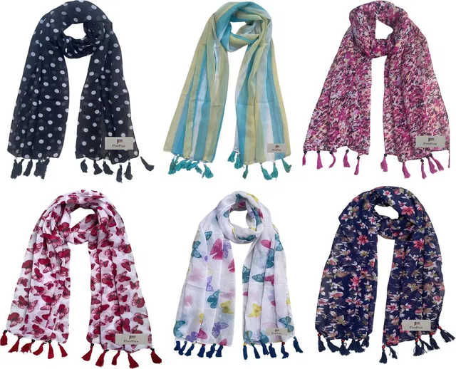 FusFus Printed Chiffon Women Stole, Fancy Scarf