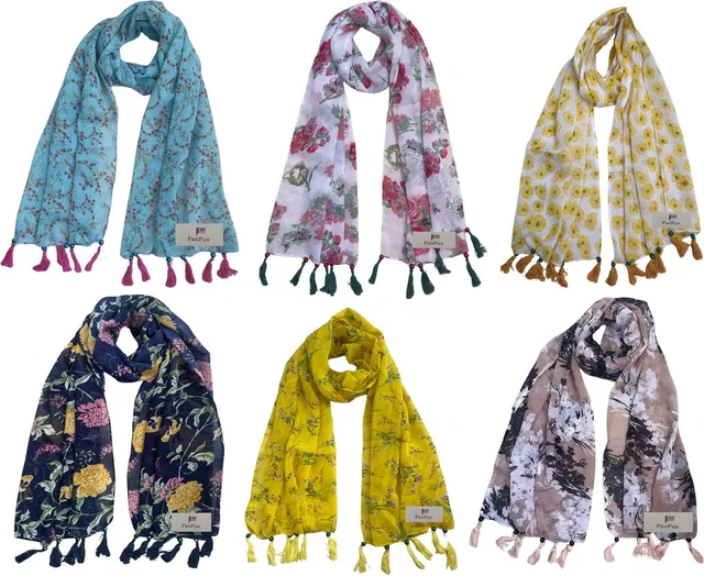 FusFus Printed Chiffon Women Stole, Fancy Scarf